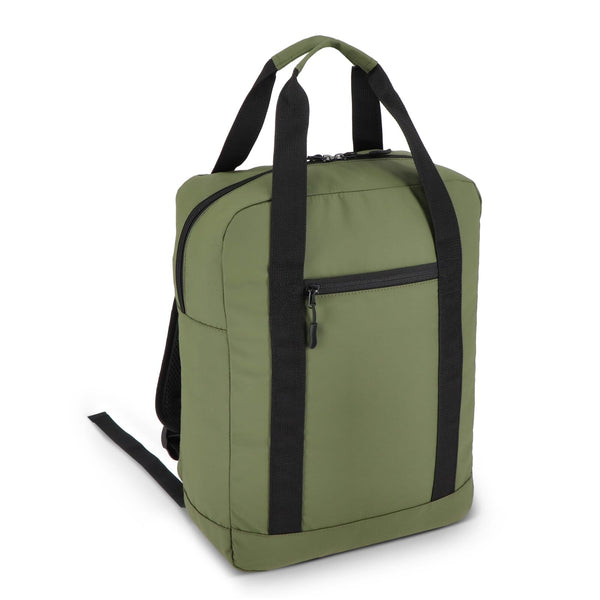 Zaino in R-PET 600D rivestito in PU 27,5 x 12 x 37,5 cm 12 L verde calce - personalizzabile con logo