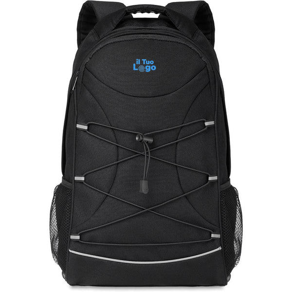 Zaino in RPET 600D con dettagli riflettenti Nero - personalizzabile con logo