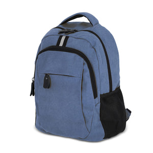 Zaino in tela di cotone riciclato Harper blu navy - personalizzabile con logo