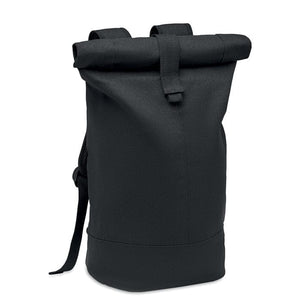 Zaino in tela lavata Rolltop Nero - personalizzabile con logo