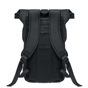 Zaino in tela lavata Rolltop Nero - personalizzabile con logo