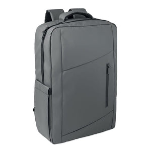 Zaino laptop 15" in PU RPET grigio - personalizzabile con logo