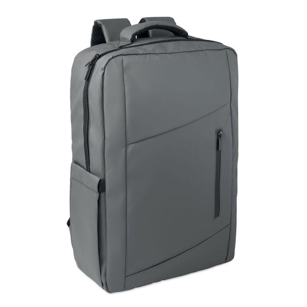 Zaino laptop 15" in PU RPET grigio - personalizzabile con logo