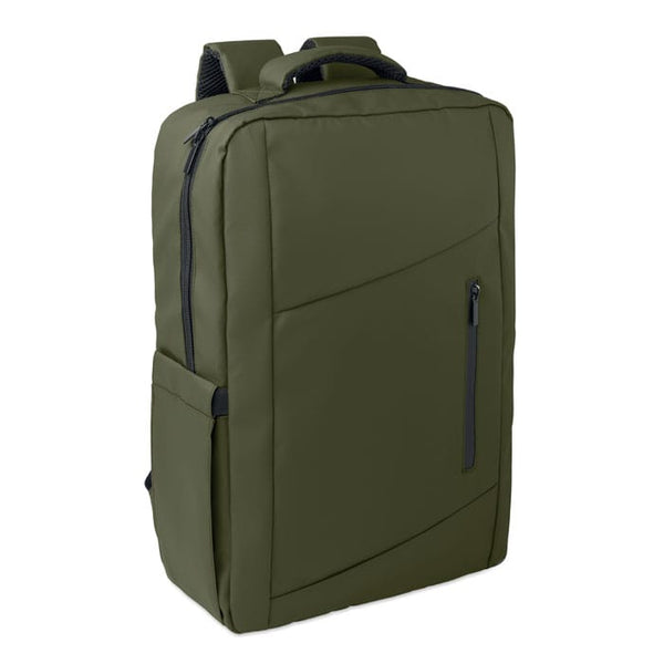 Zaino laptop 15" in PU RPET verde - personalizzabile con logo