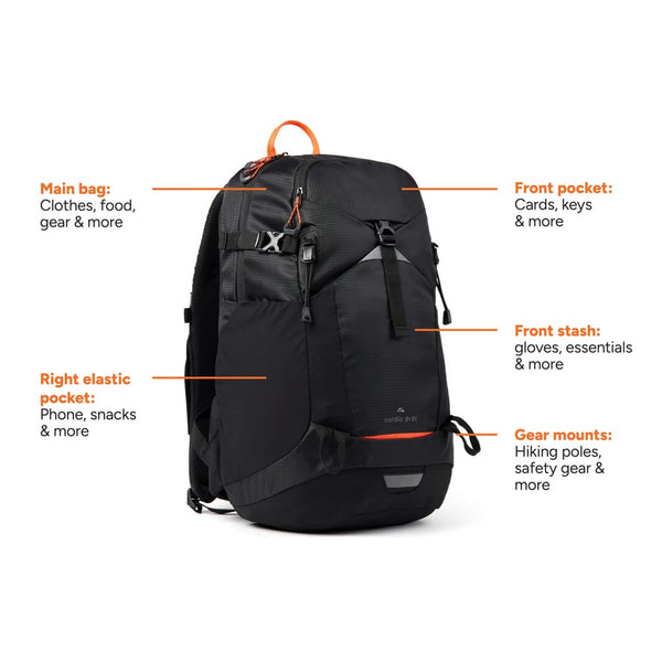 Zaino Nordic Drift Trail da 24L RCS nero - personalizzabile con logo