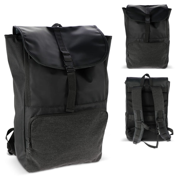 Zaino per computer portatile Liam RPET 20L Nero - personalizzabile con logo