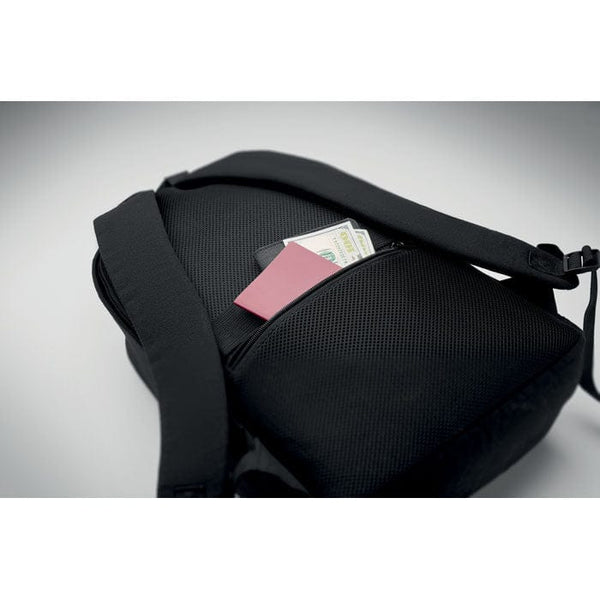 Zaino per laptop 15 in cotone riciclato Nero - personalizzabile con logo