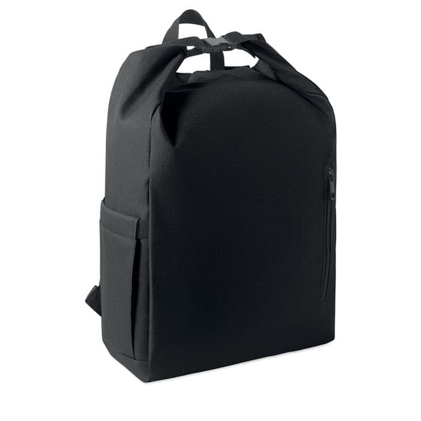 Zaino per laptop 15'' rolltop Nero - personalizzabile con logo