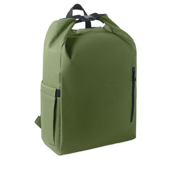 Zaino per laptop 15'' rolltop verde - personalizzabile con logo