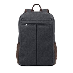 Zaino porta laptop in tela lavata Nero - personalizzabile con logo