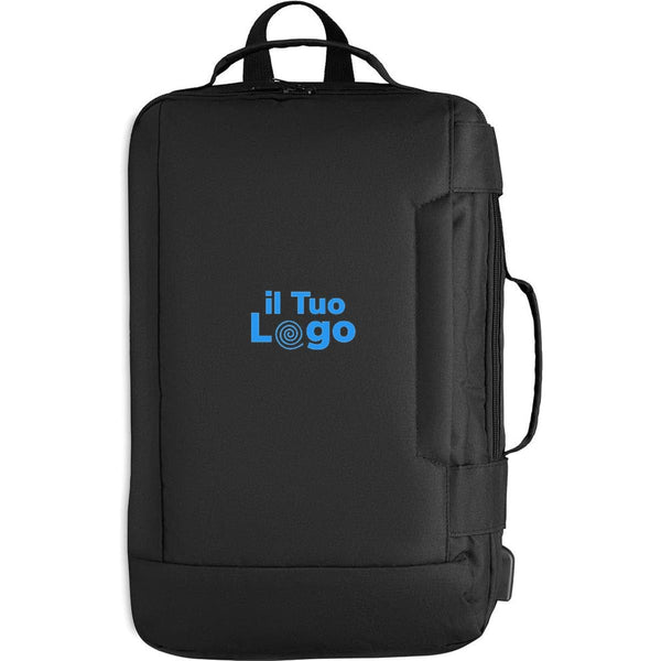 Zaino porta pc in RPET 28x12x42 cm Nero - personalizzabile con logo