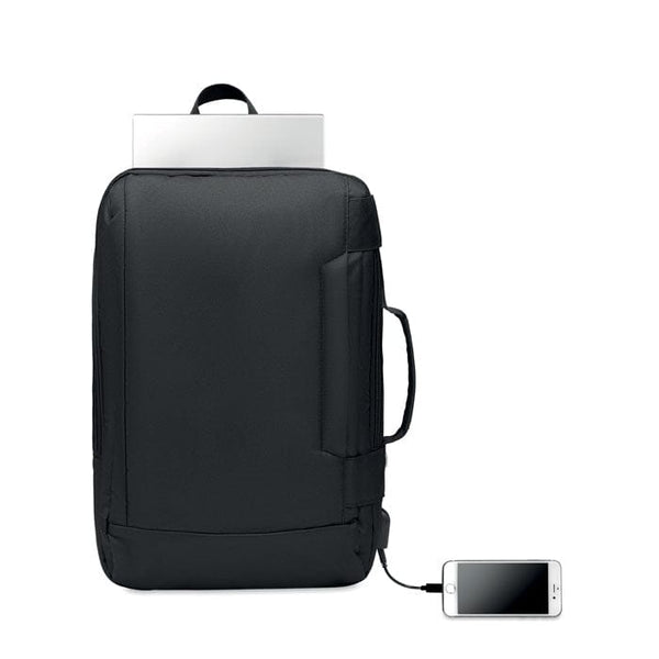 Zaino porta pc in RPET 28x12x42 cm Nero - personalizzabile con logo