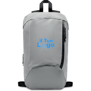 Zaino riflettente con chiusura a zip color argento - personalizzabile con logo
