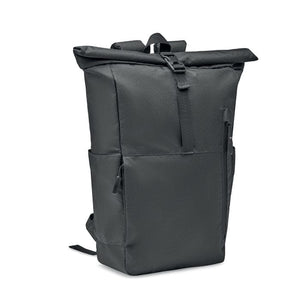 Zaino rolltop 300D RPET Nero - personalizzabile con logo