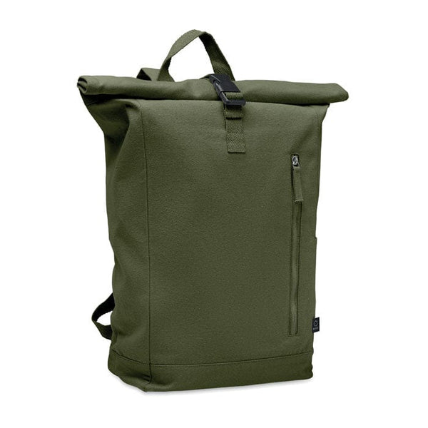 Zaino rolltop 390 gr verde - personalizzabile con logo