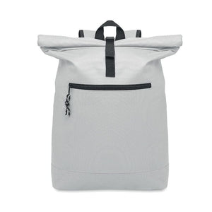 Zaino rolltop in poliestere Bianco - personalizzabile con logo