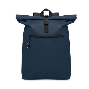 Zaino rolltop in poliestere Blu - personalizzabile con logo