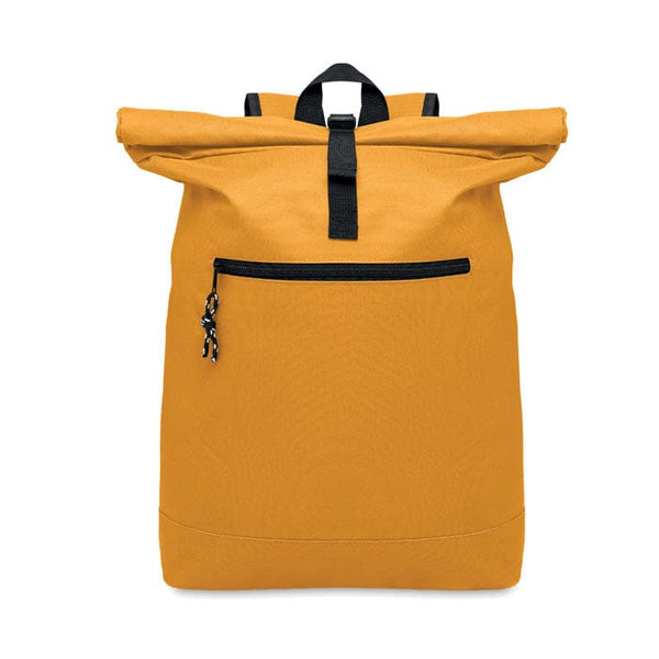 Zaino rolltop in poliestere giallo - personalizzabile con logo
