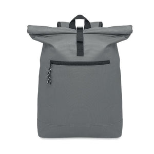 Zaino rolltop in poliestere grigio - personalizzabile con logo