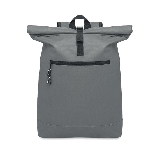 Zaino rolltop in poliestere grigio - personalizzabile con logo