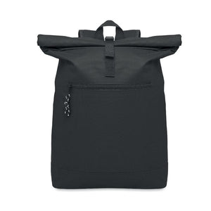 Zaino rolltop in poliestere Nero - personalizzabile con logo