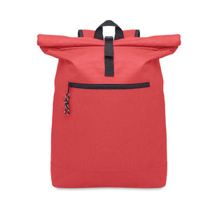 Zaino rolltop in poliestere Rosso - personalizzabile con logo