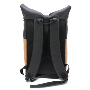 Zaino rolltop in sughero e R-PET 18L Nero - personalizzabile con logo