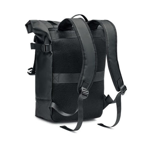 Zaino rolltop in tela cerata Nero - personalizzabile con logo