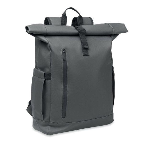 Zaino Rolltop per laptop 600D grigio - personalizzabile con logo