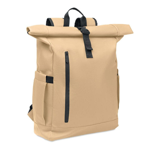 Zaino Rolltop per laptop 600D kaki - personalizzabile con logo
