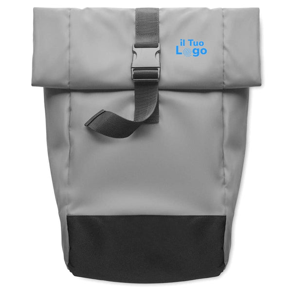 Zaino Rolltop riflettente color argento - personalizzabile con logo