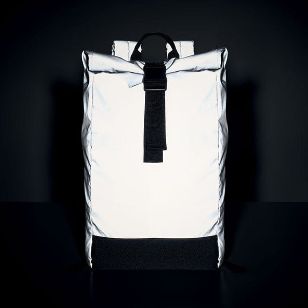 Zaino Rolltop riflettente color argento - personalizzabile con logo