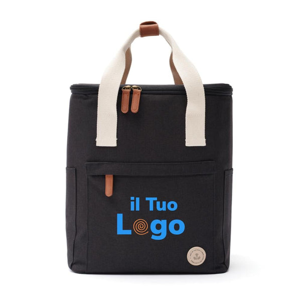 Zaino termico da escursione in RPET VINGA Sortino nero - personalizzabile con logo